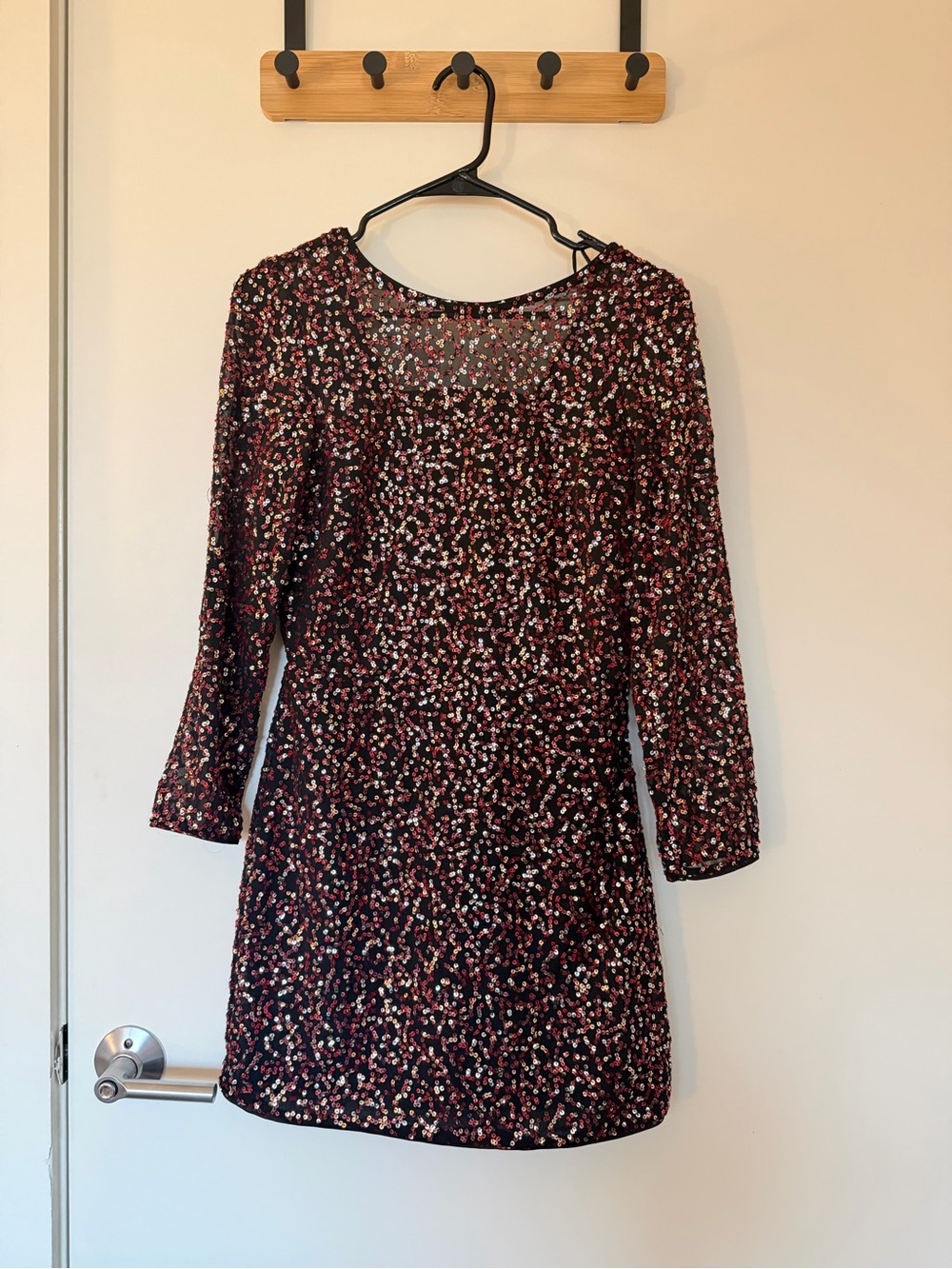 H&M Long-Sleeve Sequin Floral Shift Dress